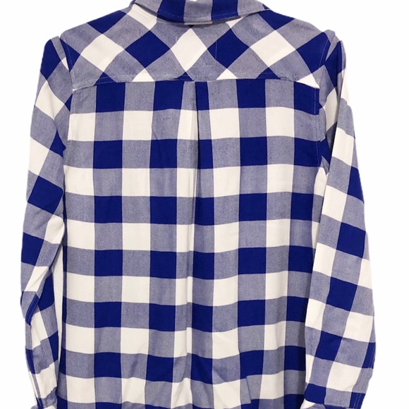 Rails Blue Buffalo Check Button Down Long Sleeve Shirt Y2K Size S lightweight - Picture 3 of 5